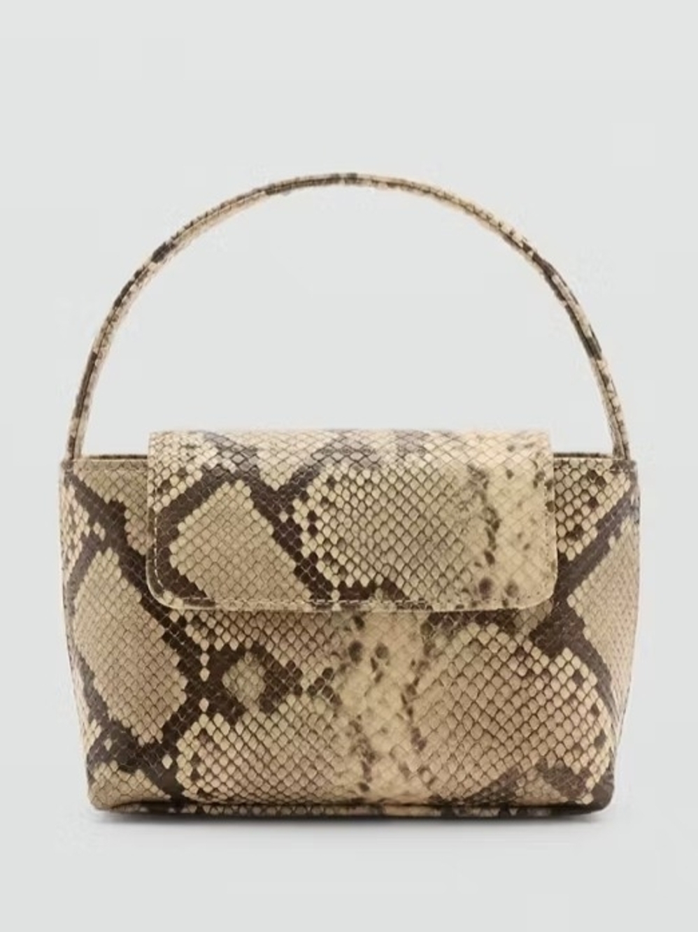 Mango Beige Snake-Print Mini Top-Handle Bag
